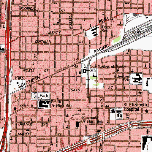 Topographic Map of Our Mother of Mercy Church, TX