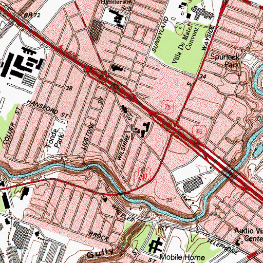 Topographic Map of Queen of Peace Church, TX
