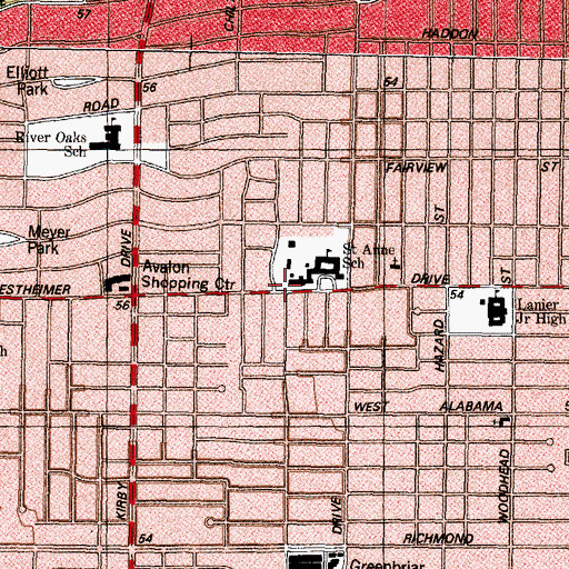 Topographic Map of Saint Annes Catholic Church, TX