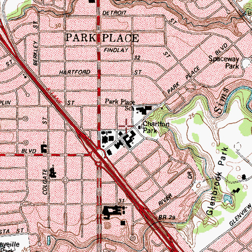Topographic Map of Saint Christophers Catholic Church, TX