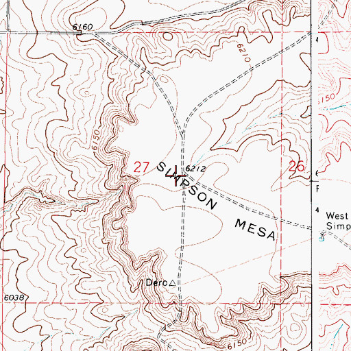Topographic Map of Simpson Mesa, CO