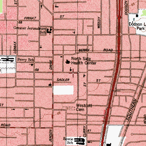 Topographic Map of Worthington Missionary Baptist Church, TX