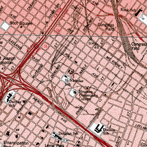 Topographic Map of Saint Nicholas Catholic Church, TX