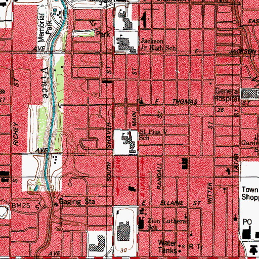 Topographic Map of Saint Pius V Catholic Church, TX