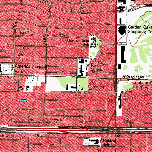 Topographic Map of Saint Rose of Lima Catholic Church, TX