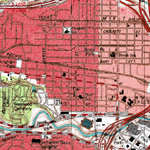 Topographic Map of Saint Stephens Catholic Church, TX