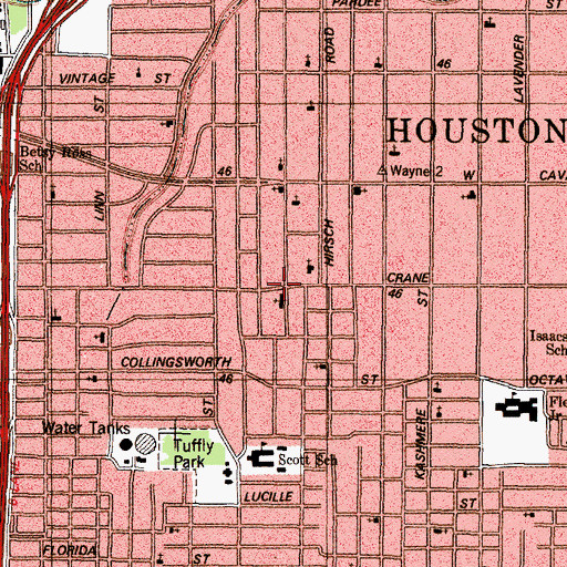 Topographic Map of Zion Hill Baptist Church, TX