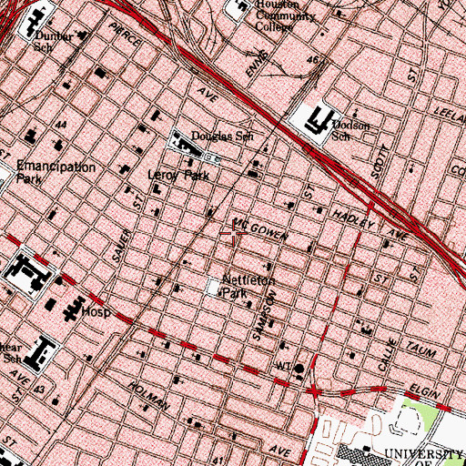 Topographic Map of Taylor Memorial Baptist Church, TX