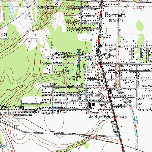Topographic Map of True Vine Missionary Baptist Church, TX