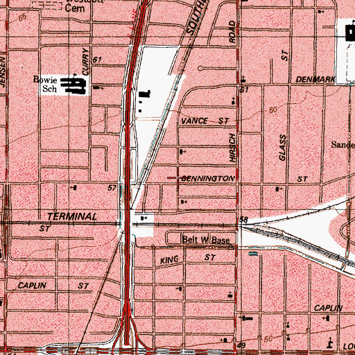 Topographic Map of True Vine Missionary Baptist Church, TX