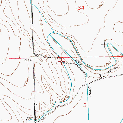 Topographic Map of Iliff Platte Valley Ditch, CO