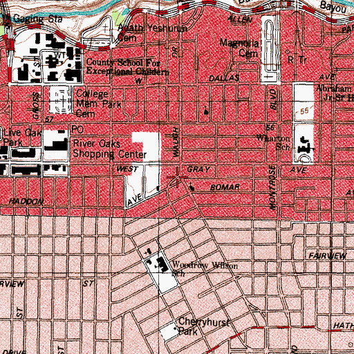 Topographic Map of Waugh Drive Baptist Church, TX