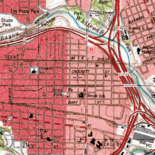 Topographic Map of South Park Baptist Church of Alvin, TX