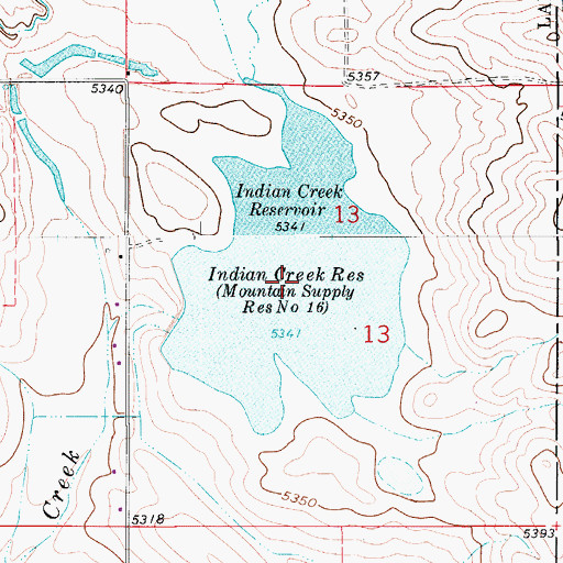Topographic Map of Indian Creek Reservoir, CO