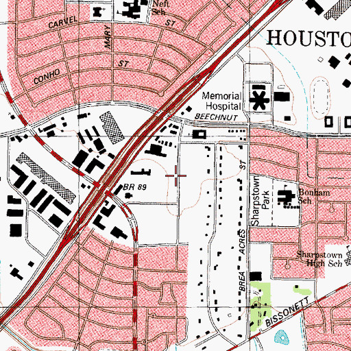 Topographic Map of Westwood Baptist Church, TX