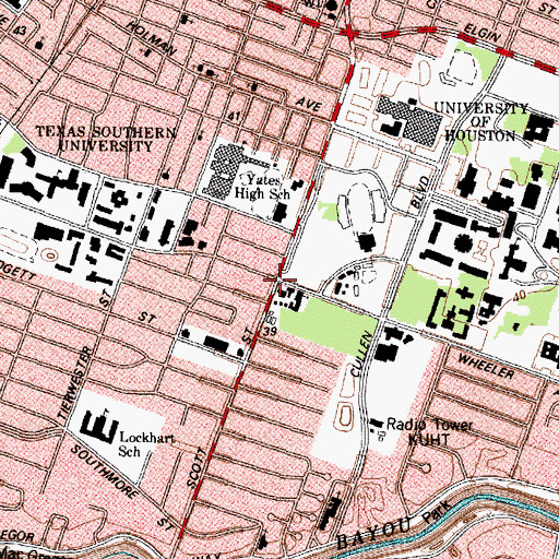 Topographic Map of Wheeler Avenue Baptist Church, TX