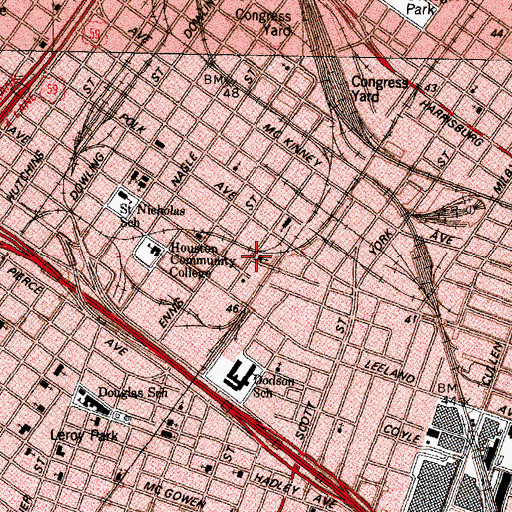 Topographic Map of Saint Paul Baptist Church, TX