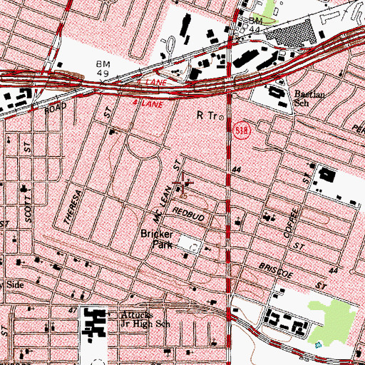 Topographic Map of Saint Peters Missionary Baptist Church, TX