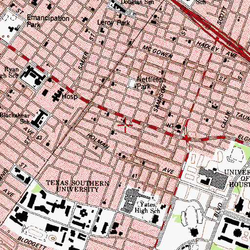 Topographic Map of Second Pleasant Grove Baptist Church, TX