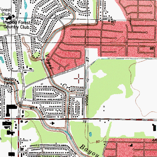 Topographic Map of Shady Acres Baptist Church, TX