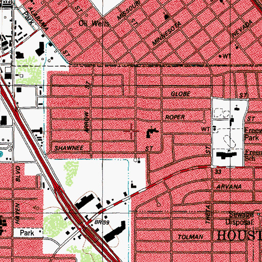 Topographic Map of Shalom Baptist Church, TX