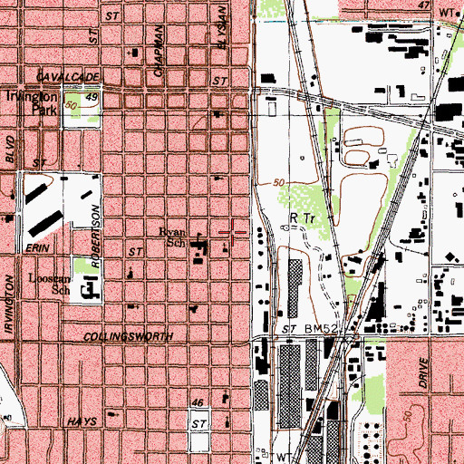 Topographic Map of Purelight Missionary Baptist Church, TX