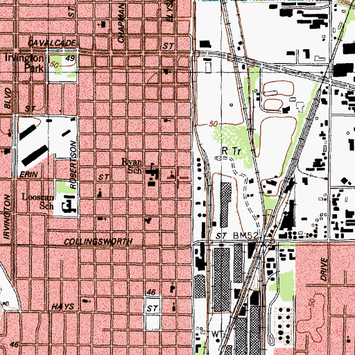Topographic Map of Saint Emanuel Baptist Church, TX