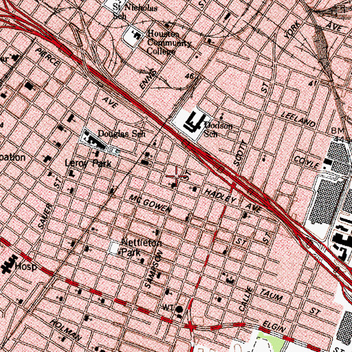 Topographic Map of Saint Emmanuel Baptist Church Fellowship Hall, TX