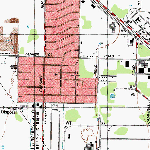 Topographic Map of Saint James Baptist Missionary Church, TX