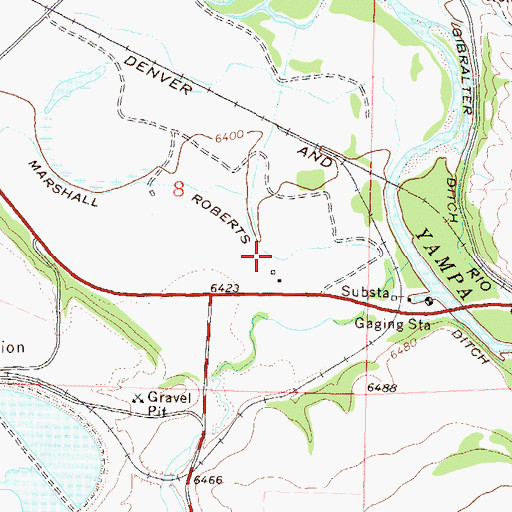 Topographic Map of Marshall Roberts Ditch, CO