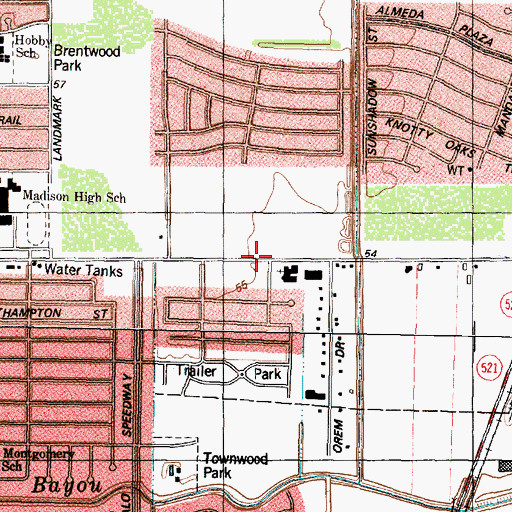 Topographic Map of Saint Luke First Missionary Baptist Church, TX