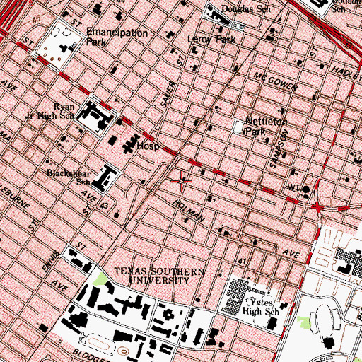 Topographic Map of Saint Matthews Baptist Church, TX