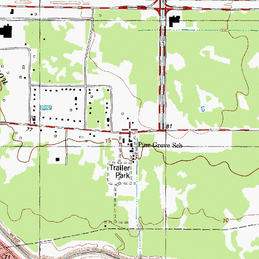 Topographic Map of Pine Grove Baptist Church, TX