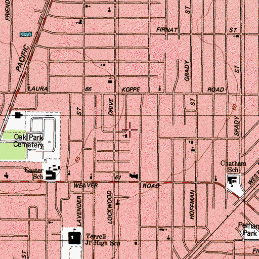Topographic Map of Pleasant Hill Baptist Church, TX