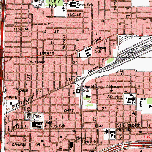 Topographic Map of Powerlight Missionary Baptist Church, TX