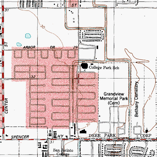 Topographic Map of Primera Iglesia Bautista Church, TX