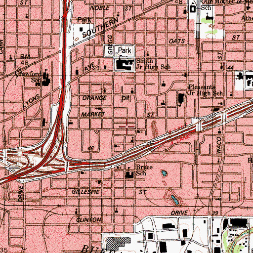 Topographic Map of New Testament Baptist Church, TX