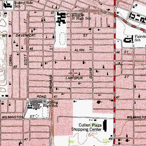 Topographic Map of Progressive Baptist Church, TX