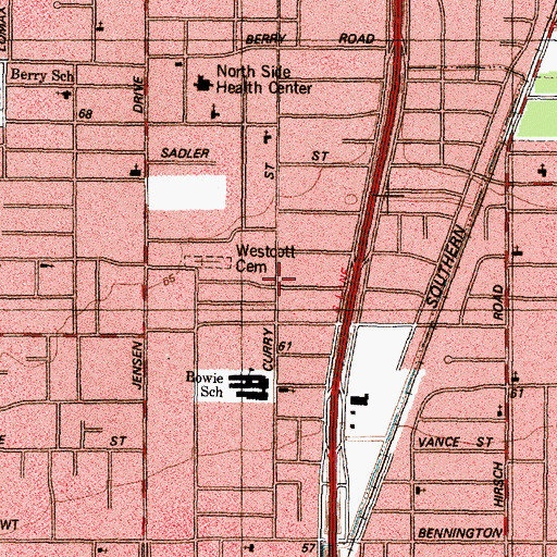 Topographic Map of North Mount Olive Missionary Baptist Church, TX