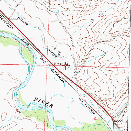 Topographic Map of Brock Adair Ditch, CO
