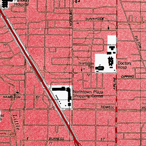 Topographic Map of Northline Baptist Church, TX