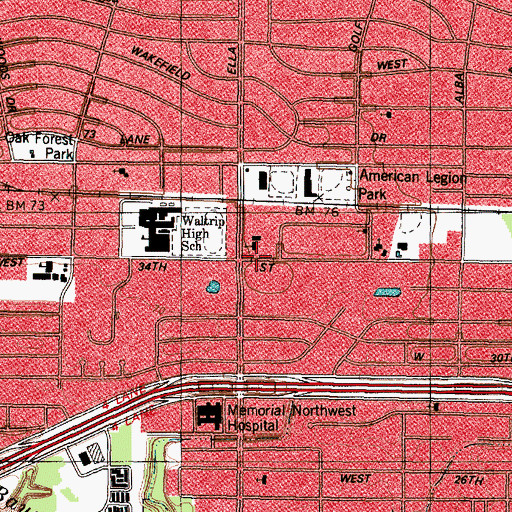 Topographic Map of Northwest Baptist Church, TX