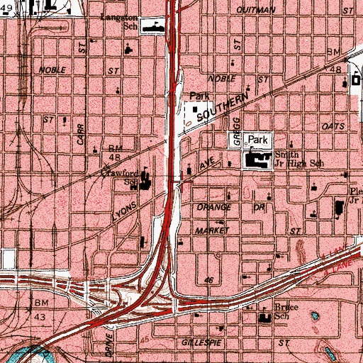 Topographic Map of Olivet Baptist Church, TX