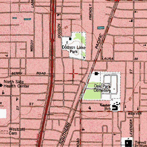 Topographic Map of Omega Missionary Baptist Church, TX