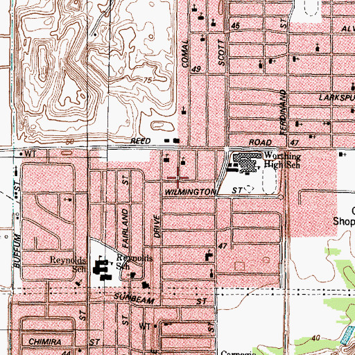 Topographic Map of Paradise Missionary Baptist Church, TX