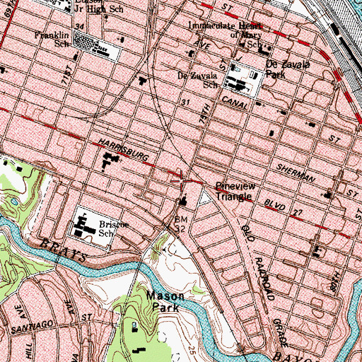 Topographic Map of Park Memorial Baptist Church, TX