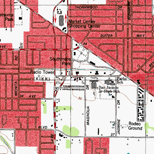 Topographic Map of Park Temple Baptist Church, TX