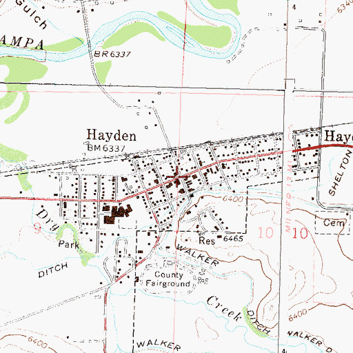 Topographic Map of Hayden, CO