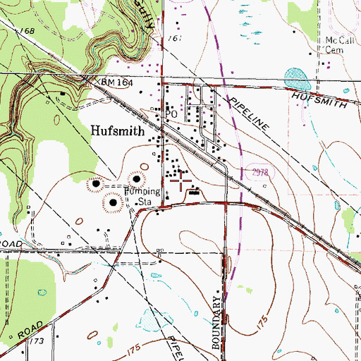 Topographic Map of Pilgrim Hill Baptist Church, TX