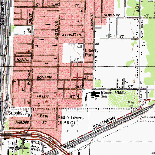 Topographic Map of Pilgrim Rest Baptist Church, TX